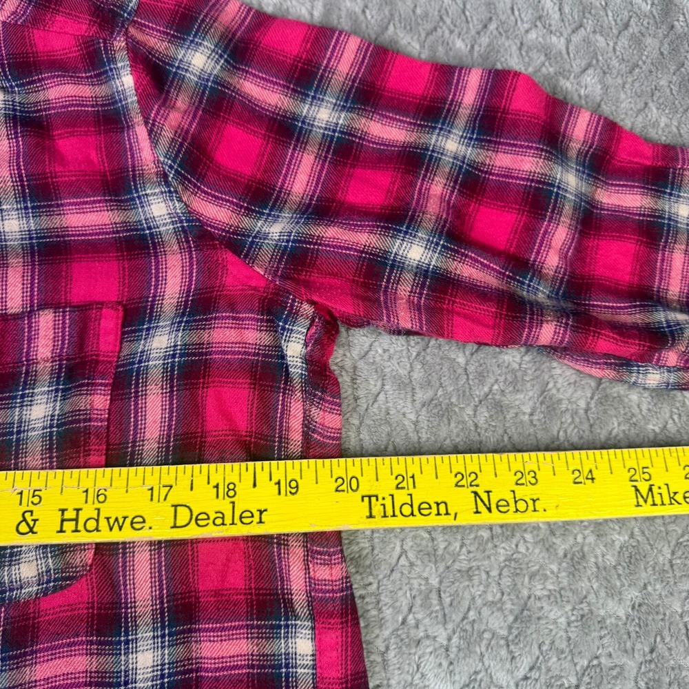 Hollister Womens Pink Plaid Flannel Button Down Shirt Long Sleeve Medium 3W2749 - Picture 7 of 10